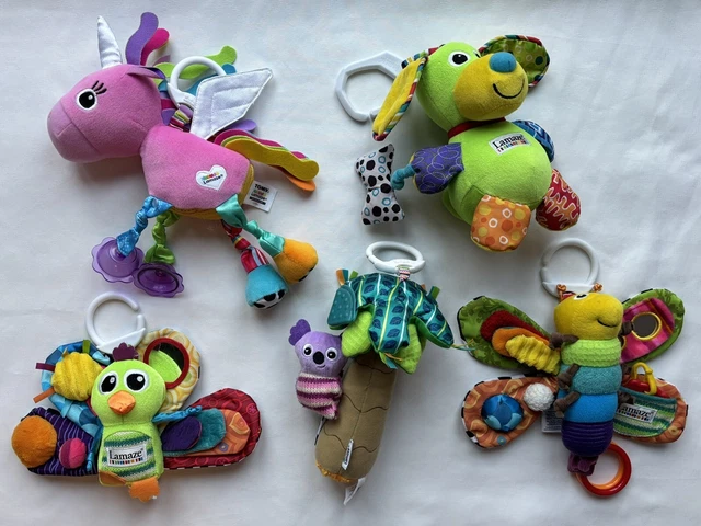 LAMAZE NEWBORN SENSORY Baby First Toy Bundle Pram Clip Unicorn Dog