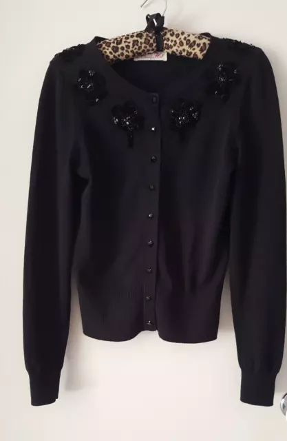 Alannah Hill Size 8 Black Wool Blend Cardi - VGC