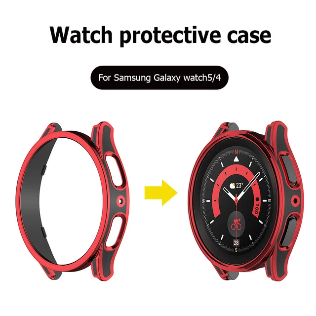 Protective Bumper Shell Screen Protector Case for Galaxy Watch 5/4 (Red 40mm) FS