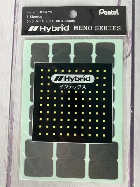 Pentel Hybrid Memo Series 3 Hojas Negro Pegatina Pestañas Gel Pluma Rara Difícil de Encontrar