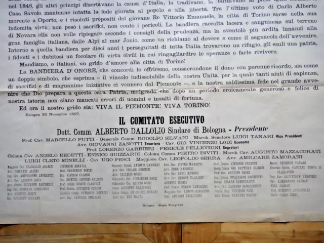 1897-COMITATO PER LA BANDIERA D'ONORE ALLA CITTA' DI TORINO-50° Anniv.-BOLOGNA+ 3