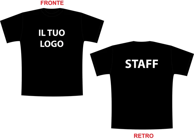 T-SHIRT MAGLIETTA STAFF - IL TUO LOGO fronte retro personalizzata per aziende