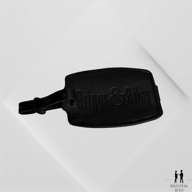Briggs & Riley Luggage Tag Black Leather ID Tag Bag Identification Strap