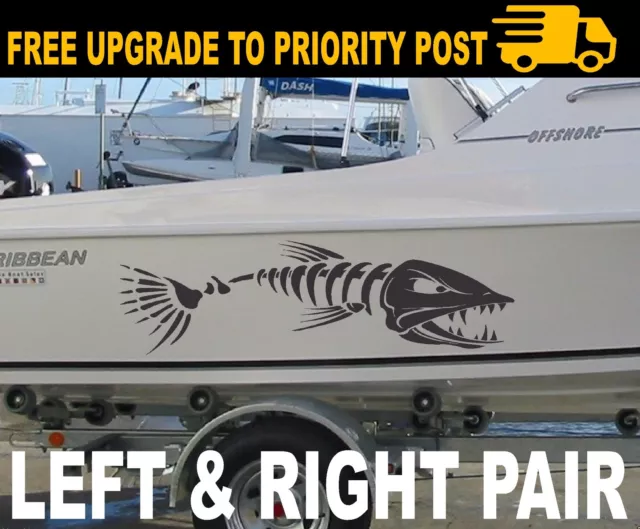 BIG FISH BOAT decals PORT AND STARBOARD pair STICKERS 900mm $39.90 -  PicClick AU