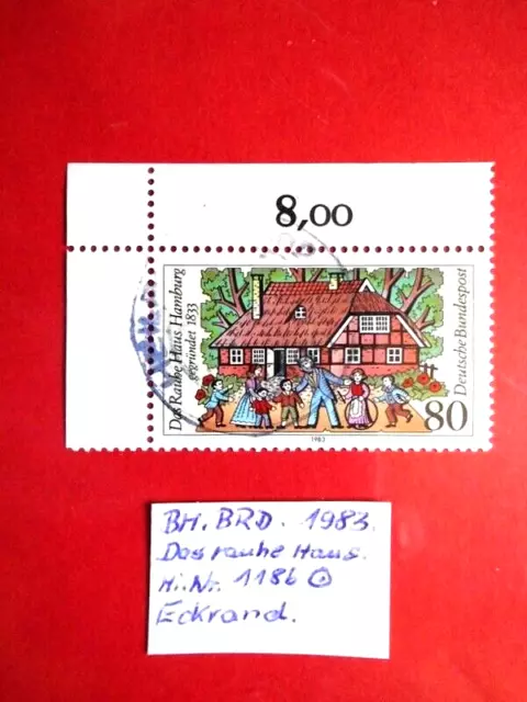 BM. Briefmarken BRD 1983 ,Das Rauhe Haus' Hamburg  Mi. Nr. 1186 o Eckrand