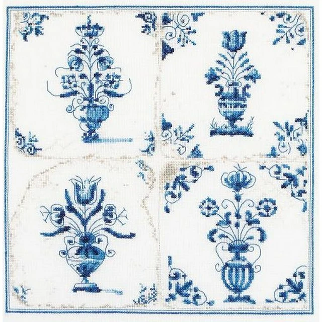 Dimensions Kit Punto Croce Contato 'Vasi Di Fiori Selvatici' – 40,6x20,3 Cm, Design Contemporaneo Con Farfalle - 2