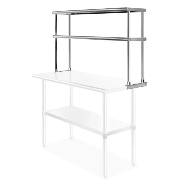 Stainless Steel Wide Double Overshelf - 48" x 12" - for Commercial Prep Table