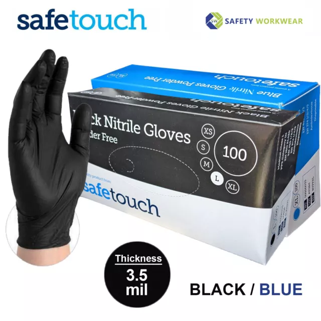 Extra Strong Black Blue Nitrile Disposable Gloves Powder Latex Free 100 200 1000