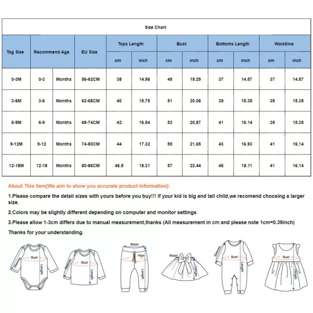 3PCS Newborn Baby Boys Long Sleeve Tops Pants Hat Outfits Tracksuit Clothes Set 2