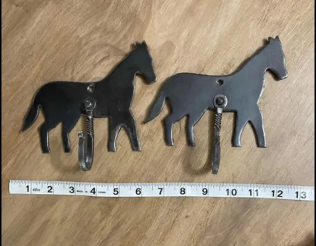 Rustic Horse Hooks Forged Metal Art Wall Hooks Barn Hooks Blacksmith