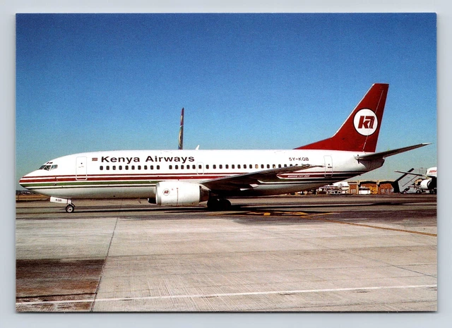 Kenya Airways B-737-3U8 5Y-KQB cn 28747 Johannesburg Airplane Postcard Vtg A4