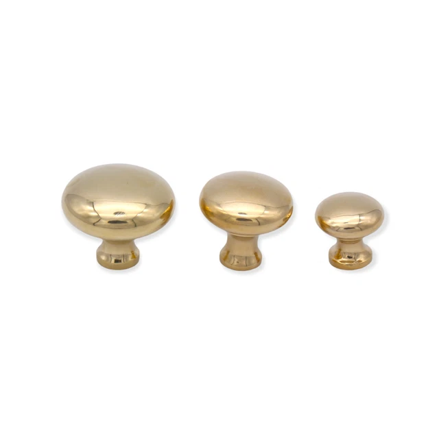 Cabinet Knobs Mushroom Kitchen Cupboard Door Drawer Pull Handles Polished Brass