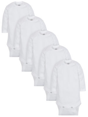 Wonder Nation Unisex Baby 5 Pack Long Sleeve Bodysuits Various Sizes NEW White
