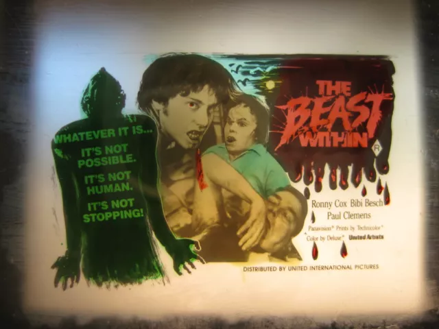 THE BEAST WITHIN 1982 Australian cinema movie projector glass slide horror art