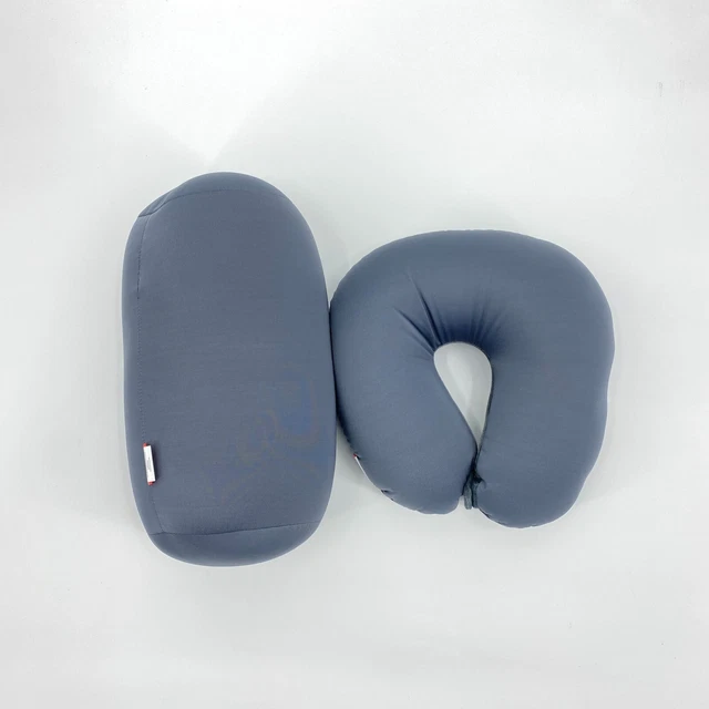 2 Pc Set Micro Bead U Shaped Neck Travel Pillow Lumbar Roll Back Support Cushion