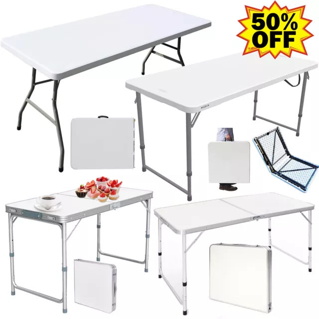 Folding Table Trestle Camping Party Picnic BBQ Stall Garden Indoor Outdoor Table