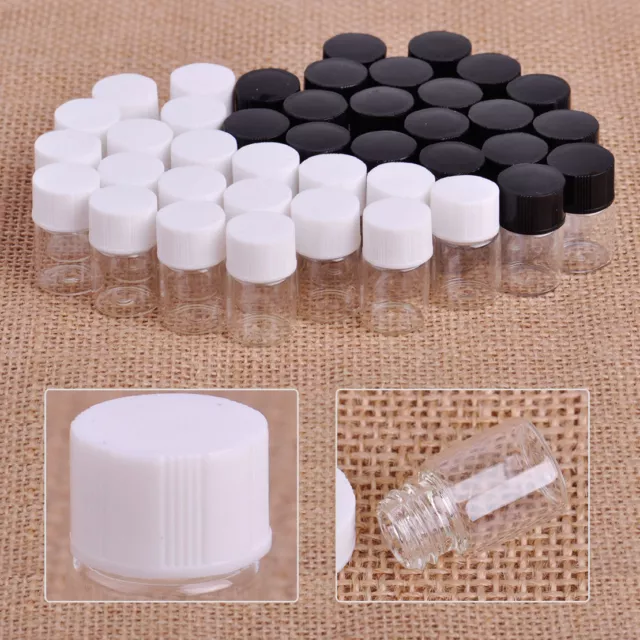 20x 2ml Small Bottle Clear Glass Bottle Empty Vial Screw Lid Oil Perfume 15x25mm