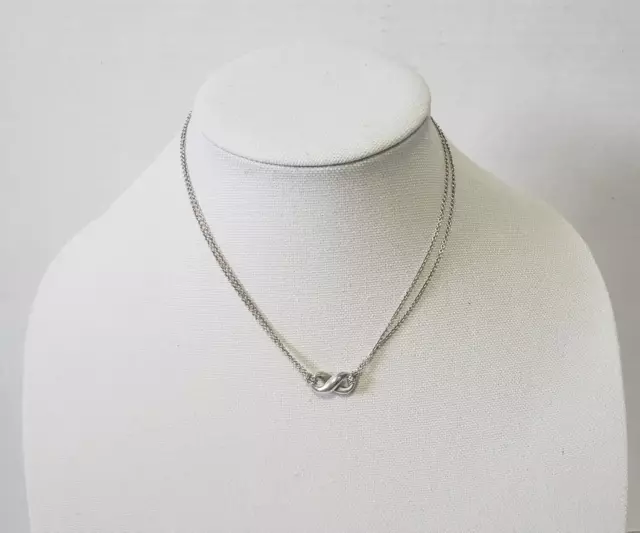 TIFFANY INFINITY NECKLACE Sterling Silver 925 Double Chain 16 inch Made ...