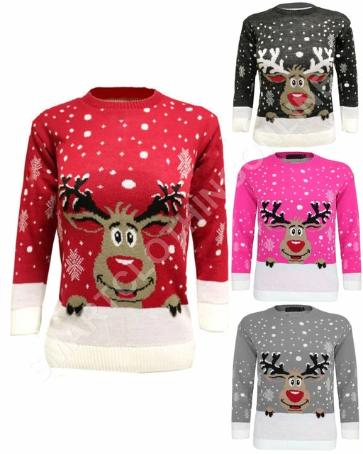 Childrens Kids Boys Girls Knitted Retro Novelty Christmas Xmas Jumper 3-12 Years