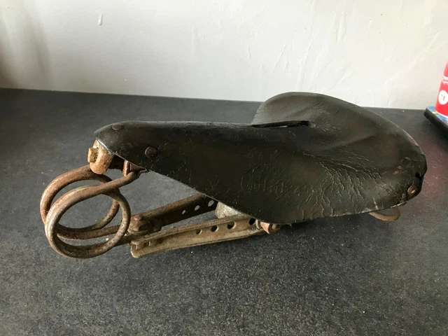 ANCIENNE SELLE DE vélo en cuir à ressort Blid 4 vintage bike herse