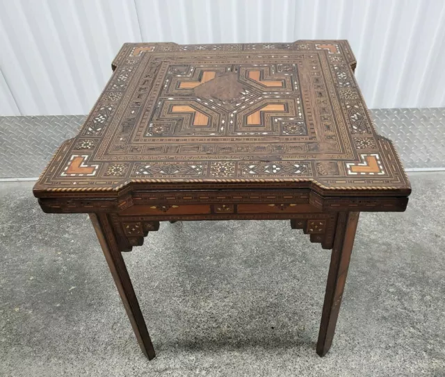 Late 19Th Century Middle Eastern / Moroccan Inlaid Gaming Backgammon Table