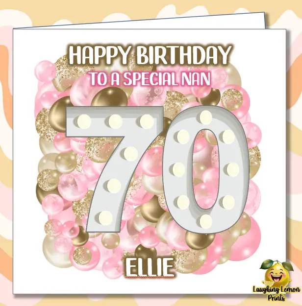Personalised 70th Birthday Card Mum Aunty Nan Sister Friend Grandma Daughter /CG