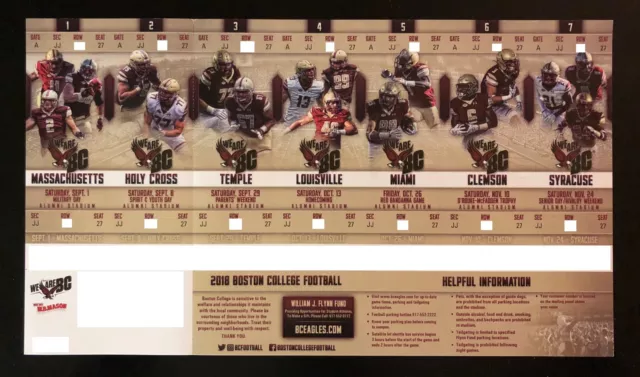 2018 Boston College Eagles Football Collectible Ticket Stub - Any Home Game