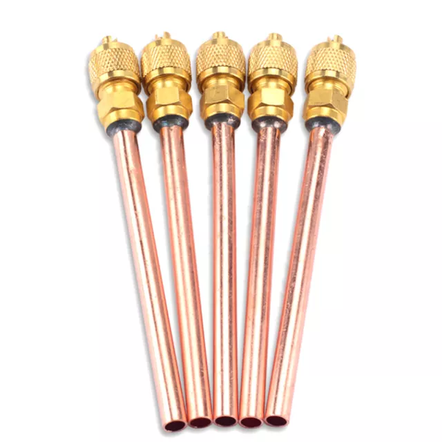 10Pc 6mm OD Copper Tube Air Conditioner Refrigeration Access Valves Filling Part