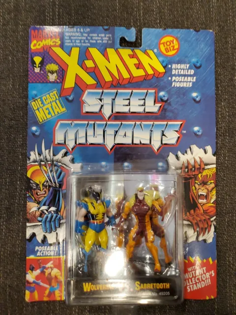 Marvel X-MEN Steel Mutants 1994 Wolverine Vs Sabretooth Action Figures Toy Biz