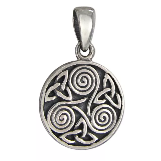 Sterling Silver Small Celtic Knot Pendant Irish Knotwork Triskelion Jewelry