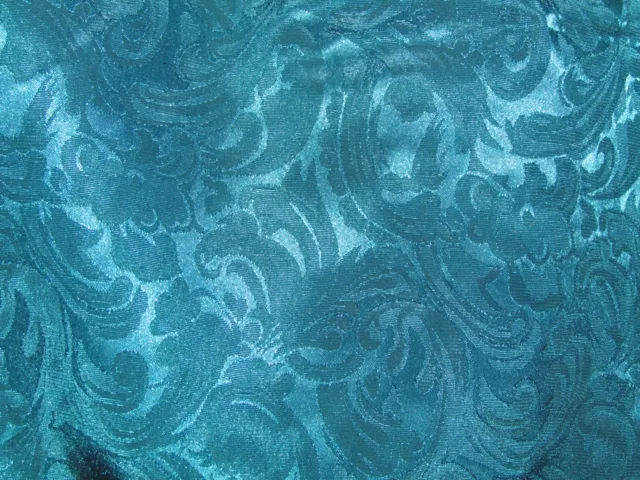 Bright Teal brocade Jacquard Satin Floral Fabric By the Yard 44" Wide