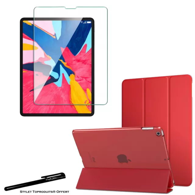 Coque Smart Rouge pour Apple iPad pro 11 2018 + Vitre de protection