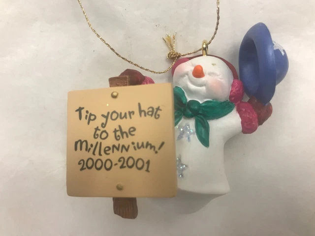 Hallmark Keepsake "Millennium Snowma'am Christmas Ornament -2000 Box & Price Tag
