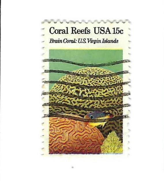 STAMP SCOTT 1827 "Brain Coral" 15 CENT 1980 USED FANCY CANCEL