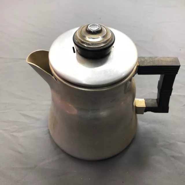 Vintage Wear-Ever Aluminum Percolator Stovetop Coffee Pot No. 3008 USA 8 Cup