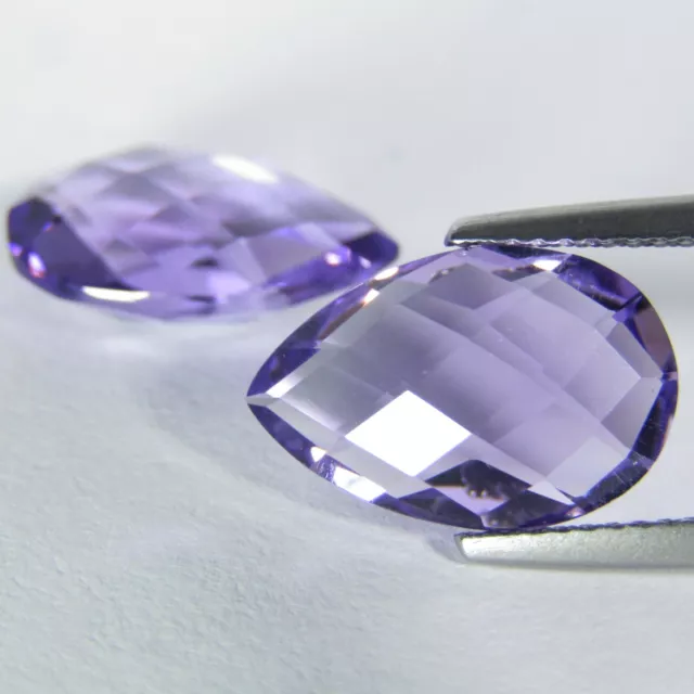 7.68Cts Dazzling Natural Amethyst Almond Double Side Checker Cut Pair Gem VDO