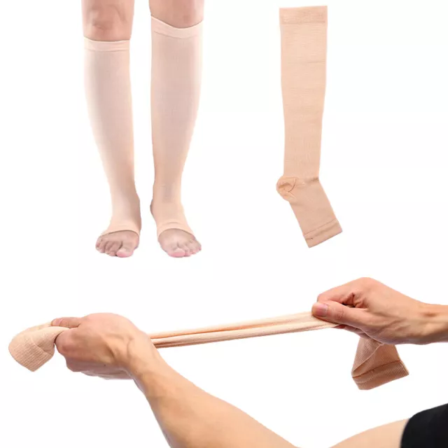 1Pair Compression Socks Foot Pain Relief Knee Varicose Vein Socks Open Toe S-wf