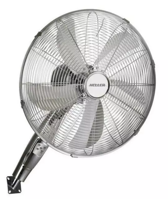 Heller 40cm Wall Fan Chrome Remote Control 3 Speed Oscillating Tilt Adjustable