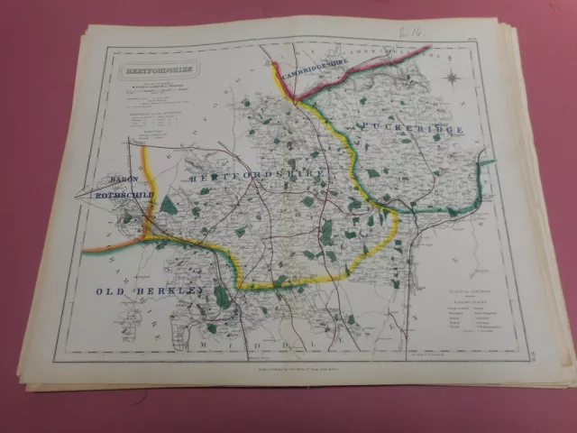 100% Original Hertfordshire Fox Hunting Map By Hobson C1860/S Vgc Coloured