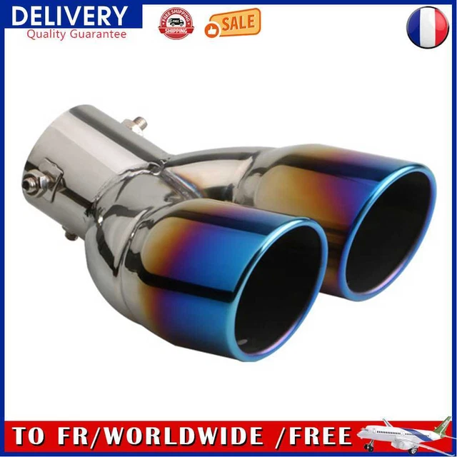 Bent Dual Exhaust Tip Bolt-on Rolled Edge Slant Cut 3 inch Inlet (Blue)