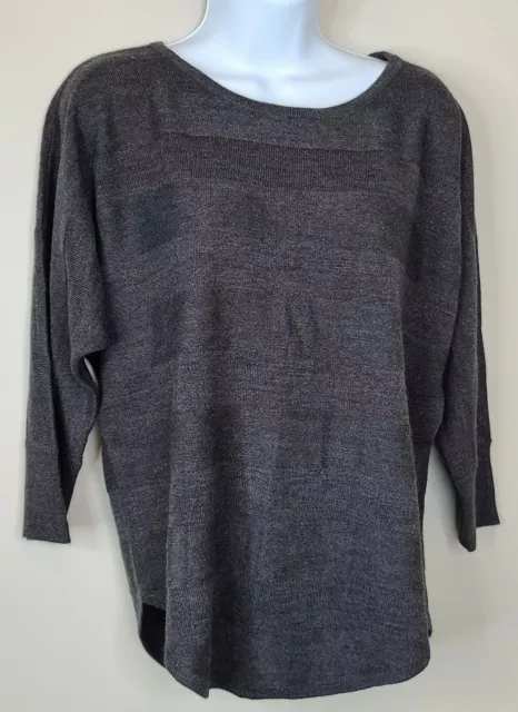 Womens DESIGN HISTORY charcoal Gray Striped ¾ Sleeve Sweater Sz medium new