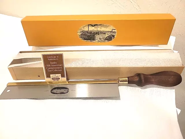 Stanley 150th Anniversary Dovetail Saw with Brass Back COA and in Box