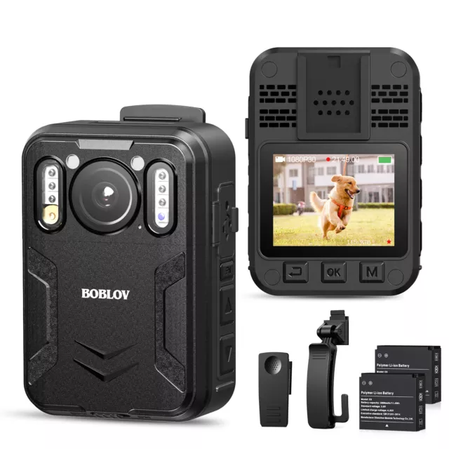 BOBLOV B4K2 4K Body Worn Camera with GPS Two 3000mAh 14-16hrs 128GB Video Cam