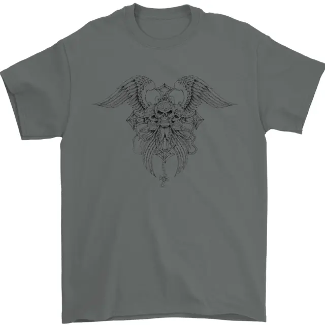 Cross Skull Wings Gothic Biker Heavy Metal Mens T-Shirt 100% Cotton