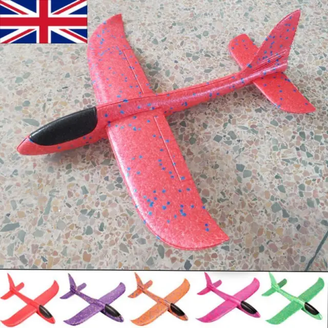 2x Large Strong Foam Glider Stunt Plane Kids 48cm Hand Thrown Outdoor Garden Toy
