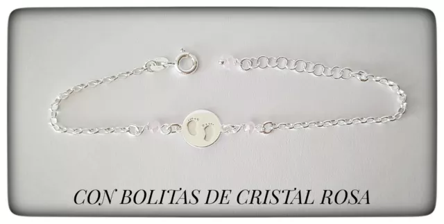 Pulsera Huella Pies Bebe Plata De Ley Niño Niña  Bracelet Footprints Baby Silver