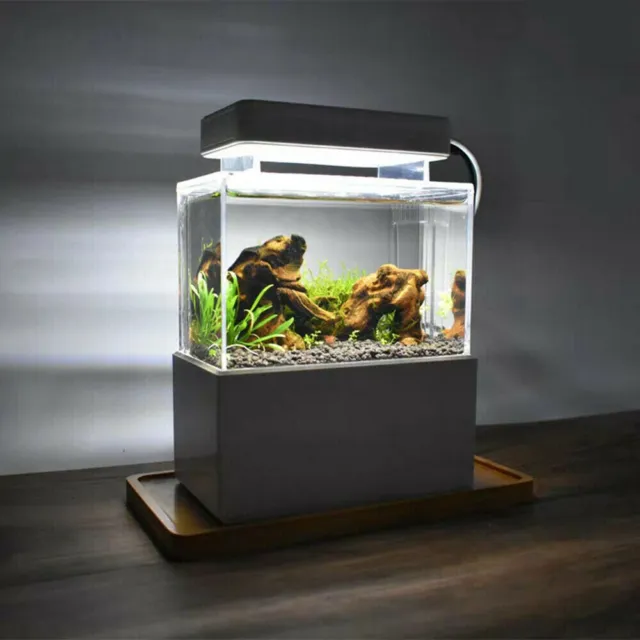 Air Pump Betta Small LED Lamp Aquarium Water Filtration Desktop Mini Fish Tank🎉
