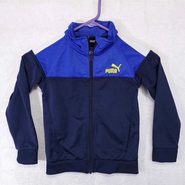 PUMA Blue Navy White Color Block Kid's Youth Size 5 Zip Up Track Jacket