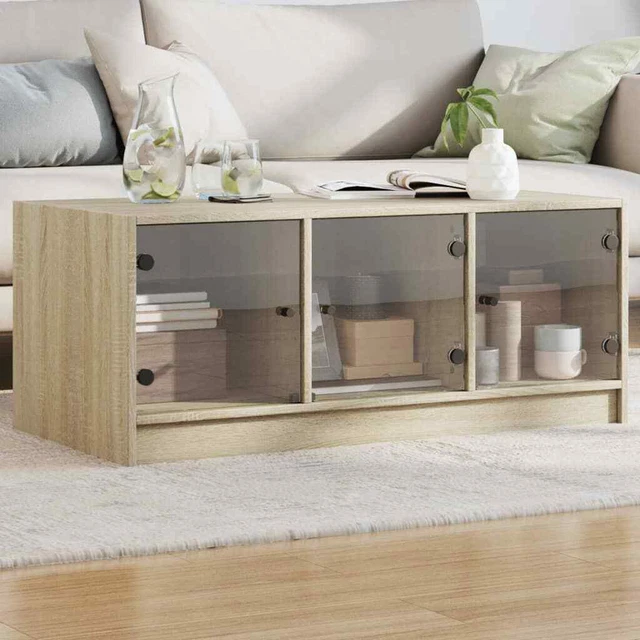 vidaXL Credenza con Ante in Vetro Rovere Sonoma 35x37x142 cm