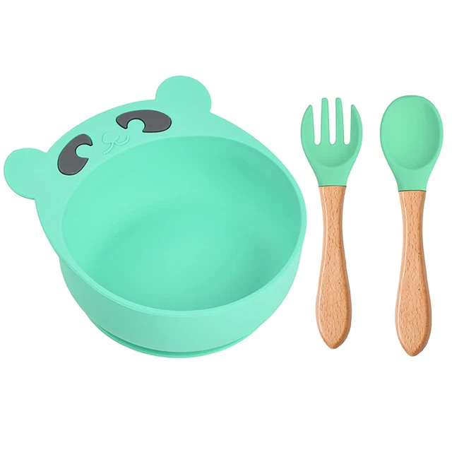 Juego de 3 piezas de tazones para bebés de borde liso fácil limpieza entrenamiento alimentos